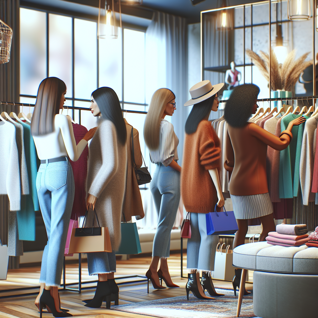 Realistic image of women shopping in boutique